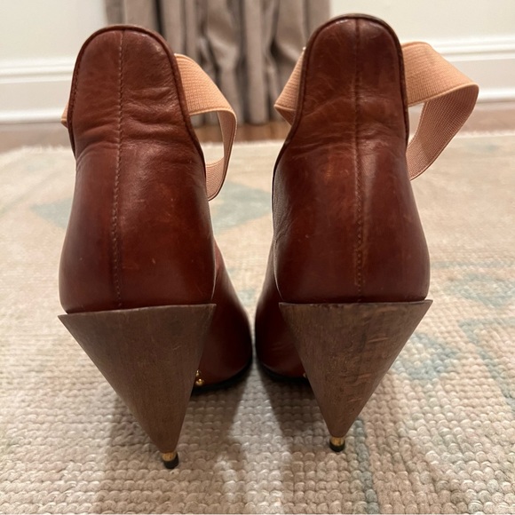 Givenchy Paris Brown Leather Studded Wooden Cone High Heels | Size 6 - Picture 8 of 8